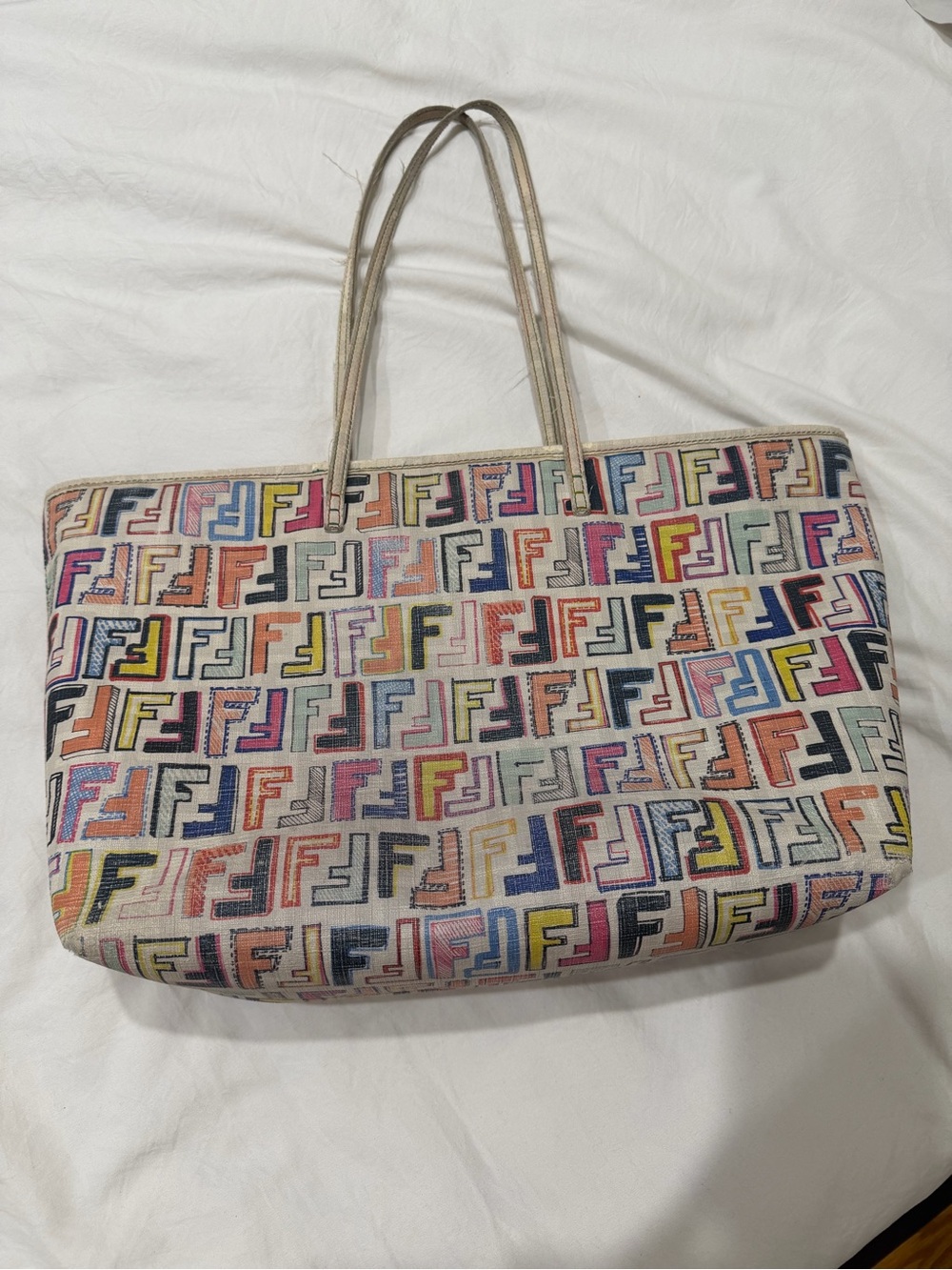 Authentic Fendi Multicolor Zucca Spalmati Roll Tote Bag - Picture 3 of 7